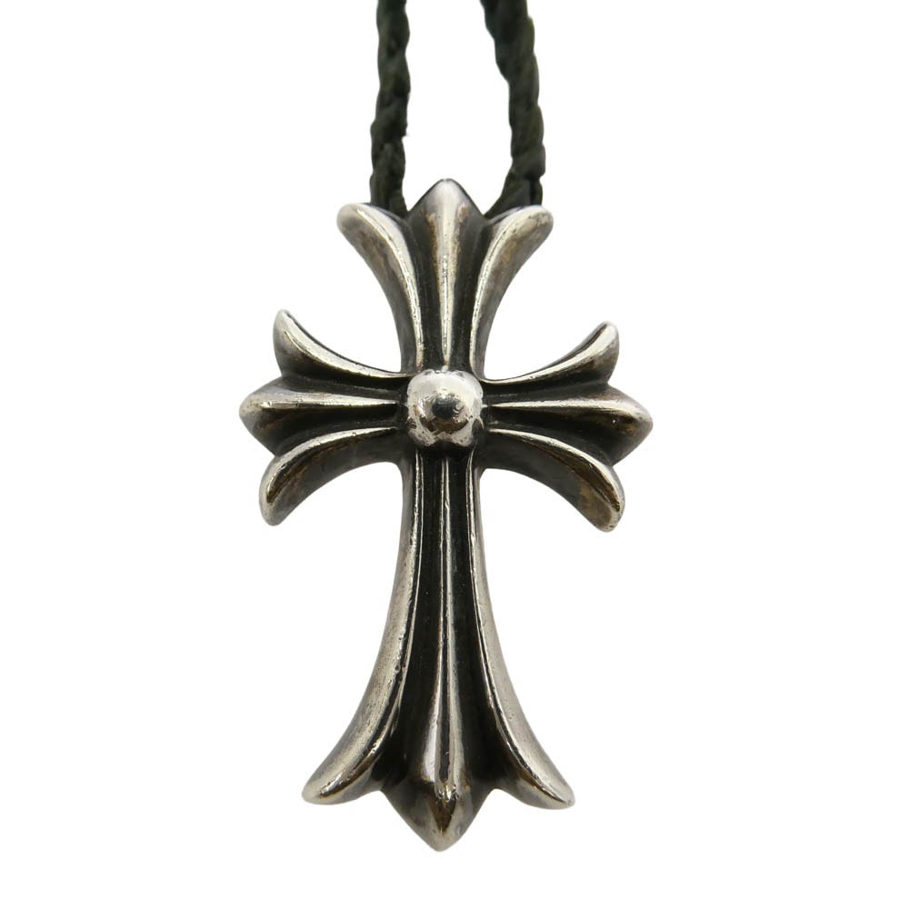 CHROME HEARTS クロムハーツ(原本無) CH CRS SML CL スモールCHクロス ボロチップ レザーブレイド ネックレス ブラック系 シルバー系【中古】