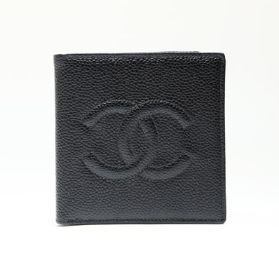 シャネル CHANEL 4番台 1996-1997 キャビアスキン ココマーク 二つ折り財布【中古】