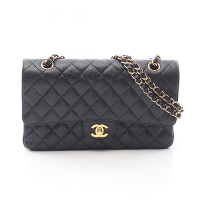 シャネル CHANEL マトラッセ Wフラップ ショルダーバッグ バッグ キャビアスキン(グレインドカーフ) レディース ブラック系 【中古】