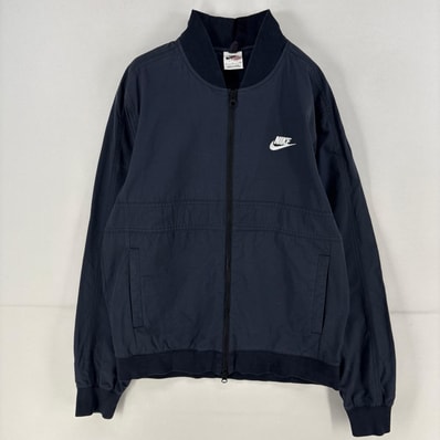 古着 ナイキ NIKE ジャケット フルジップ 刺繍 ブルゾン ワンポイント ロゴ S ブラック系 メンズ