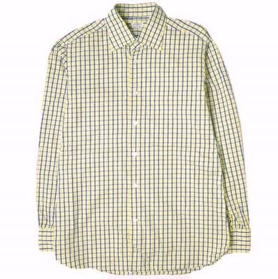 BORRIELLO x Brilla per il gusto ボリエッロ ブリッラ ペル イルグスト 別注 イタリア製 グラフチェックセミワイドカラーシャツ 24-11-2038-090 151/2(39) YELLOW 長袖 ドレスシャツ BEAMS
