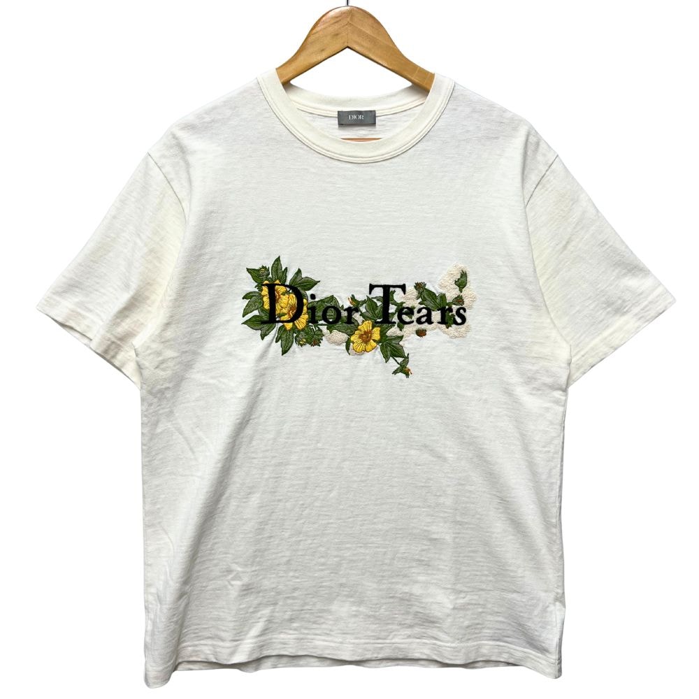 DIOR ディオール 品番 393J69610849 DENIM TEARS コラボ Dior Tears 刺繍 ロゴ コットンスラブジャージ 半袖Tシャツ 52724