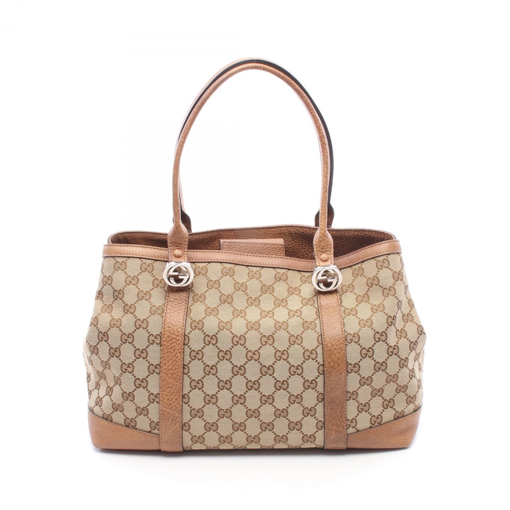 グッチ GUCCI ミスGG GGキャンバス トートバッグ バッグ キャンバス レザー レディース ベージュ系 / ブラウン系 353122 【中古】