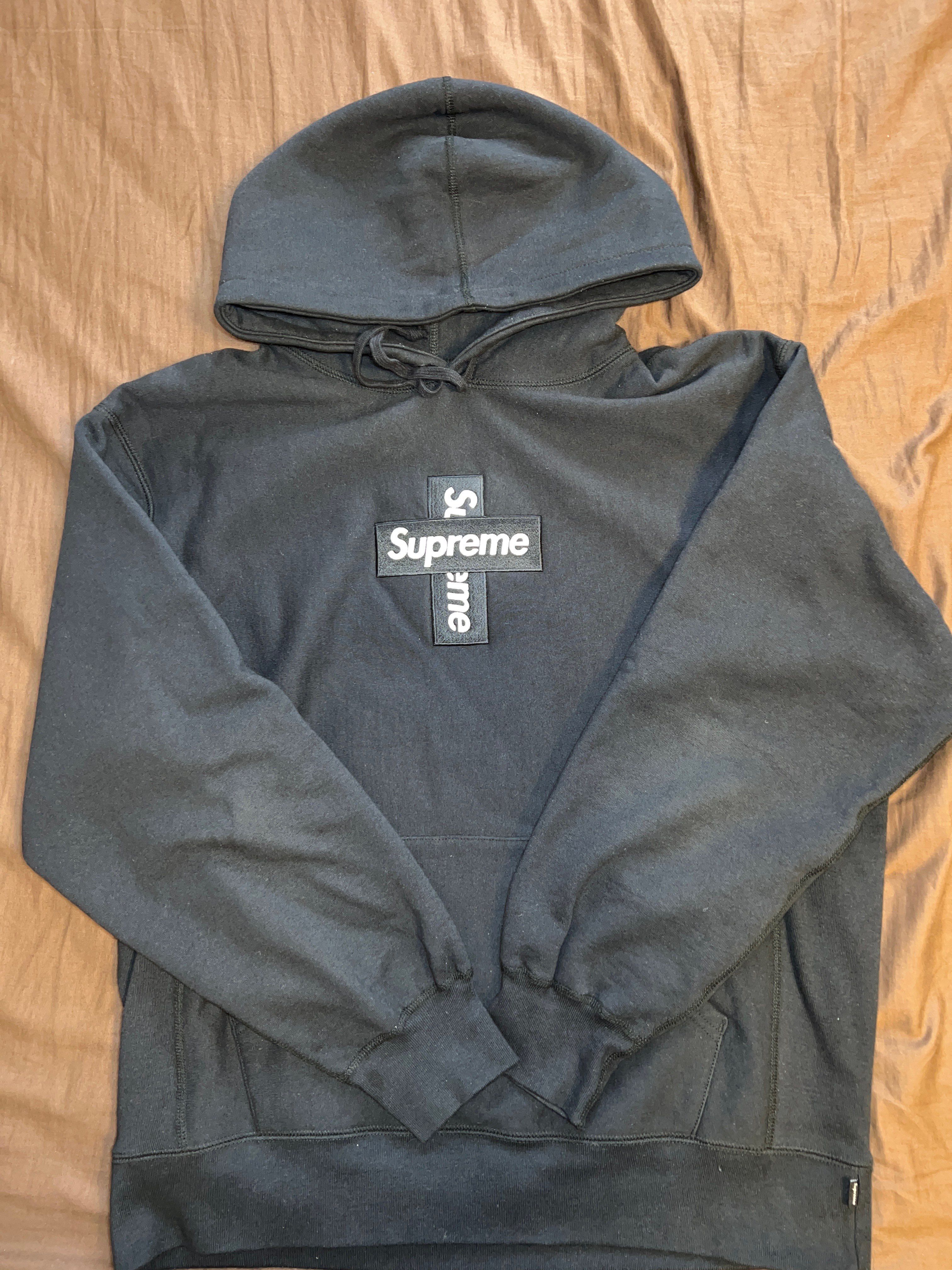 Supreme Cross Box Logo Hooded Sweatshirt "Black"