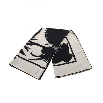 エルメス HERMES カレジェアン カレ140 BRAZIL TATTOO スカーフ 衣料品 シルク カシミヤ シルク レディース ブラック系 / アイボリー系 【中古】