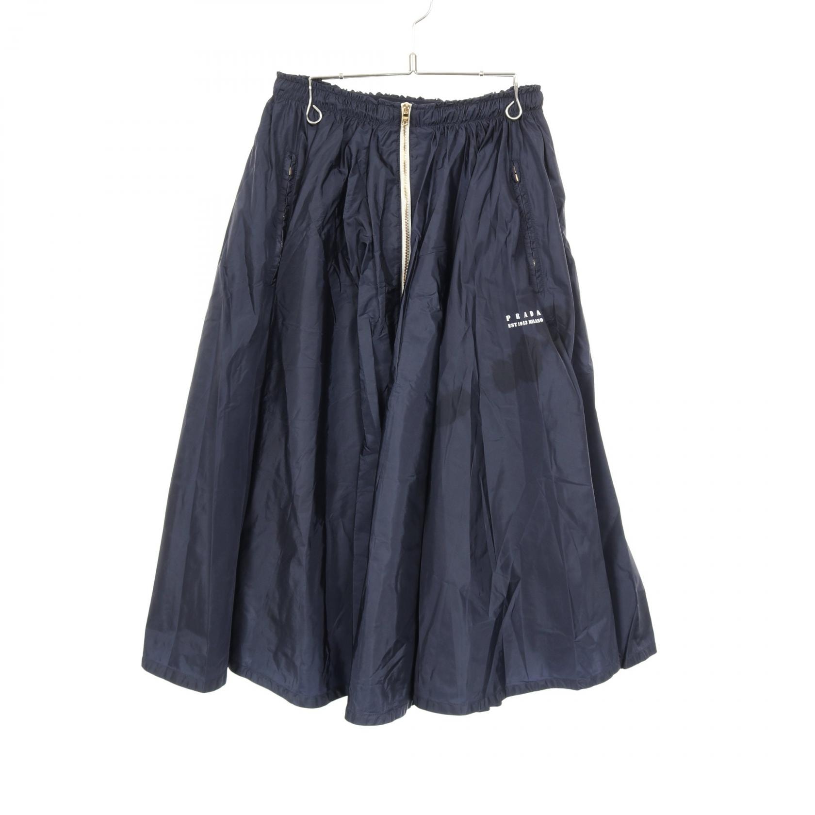 プラダ PRADA Re-Nylon ジップアップ スカート 衣料品 ボトムス ナイロン レディース ネイビー系 【中古】