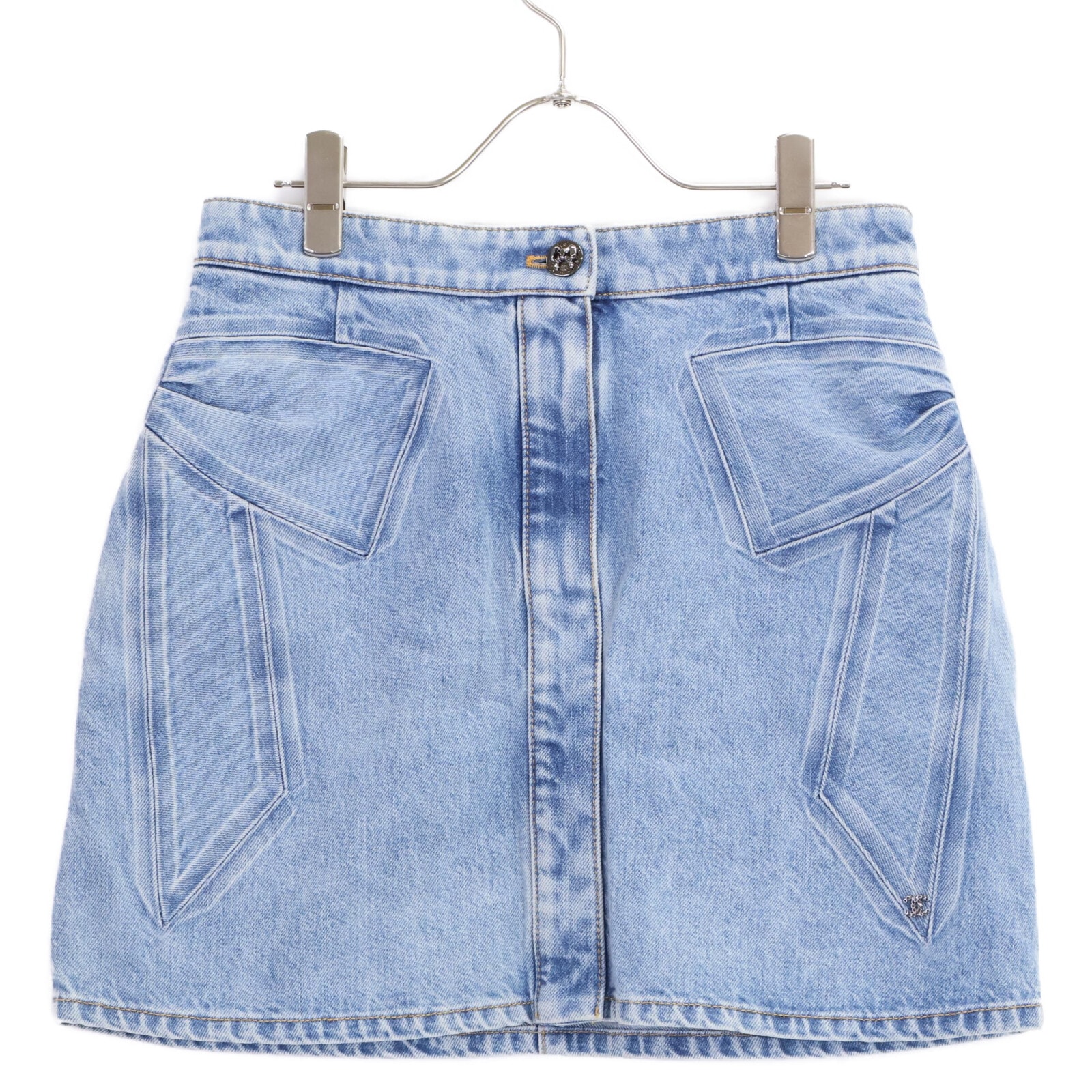 シャネル 【新品同様/国内正規】26SS P80593V73058 リボンデザイン デニム ミニ 38