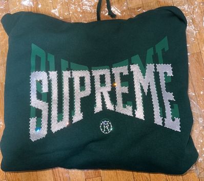 Supreme Rhinestone Shadow Hooded Sweatshirt "Dark Green"
