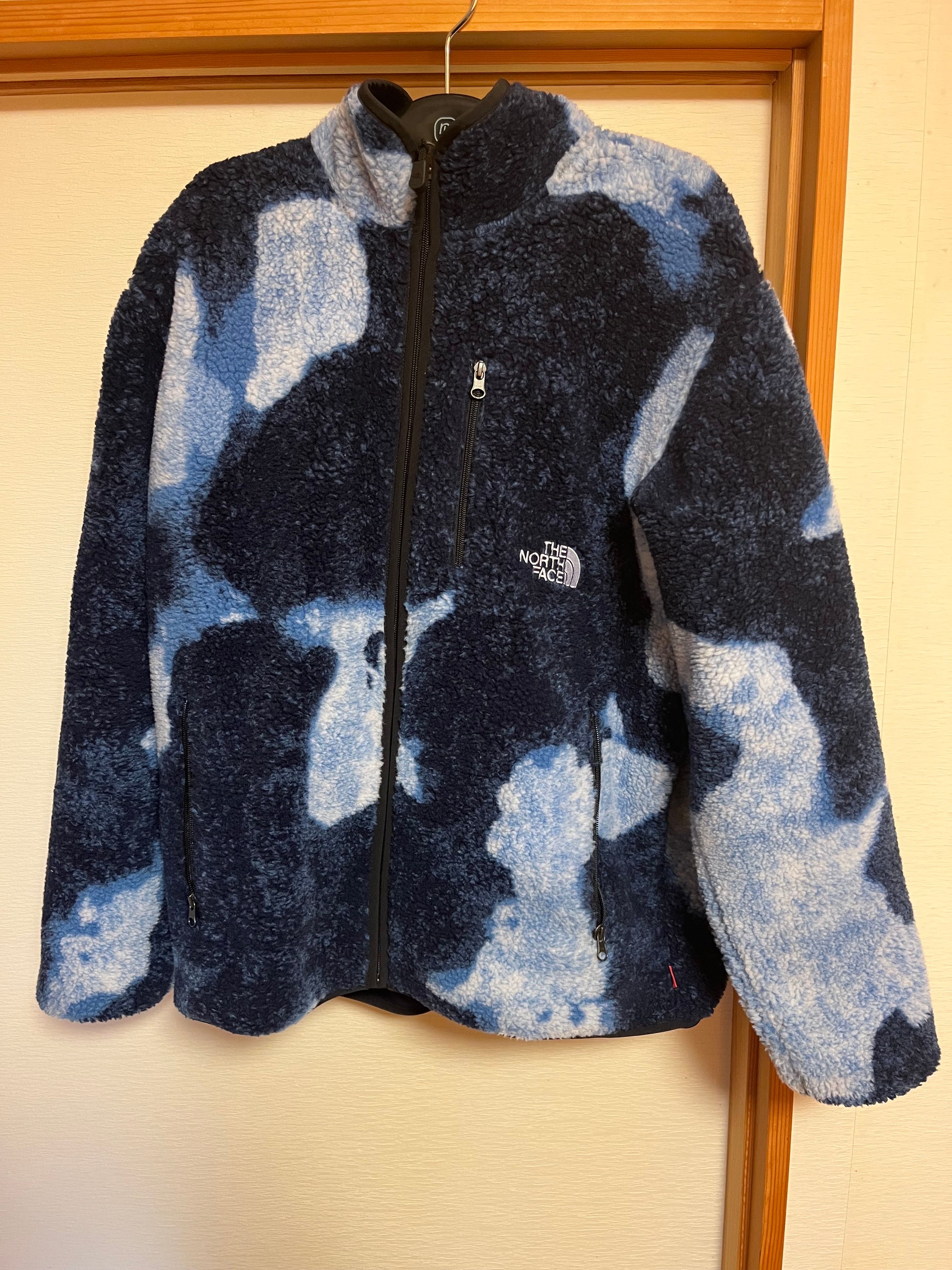 Supreme x The North Face Bleached Denim Print Fleece Jacket "Indigo"