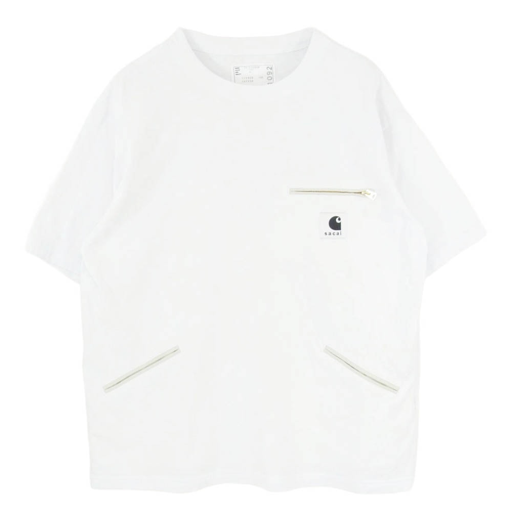 Sacai サカイ 26SS 26-01092S × Carhartt WIP Cotton Jersey T-Shirt カーハート コットン ジャージー Tシャツ 半袖 カットソー ホワイト系 2【中古】