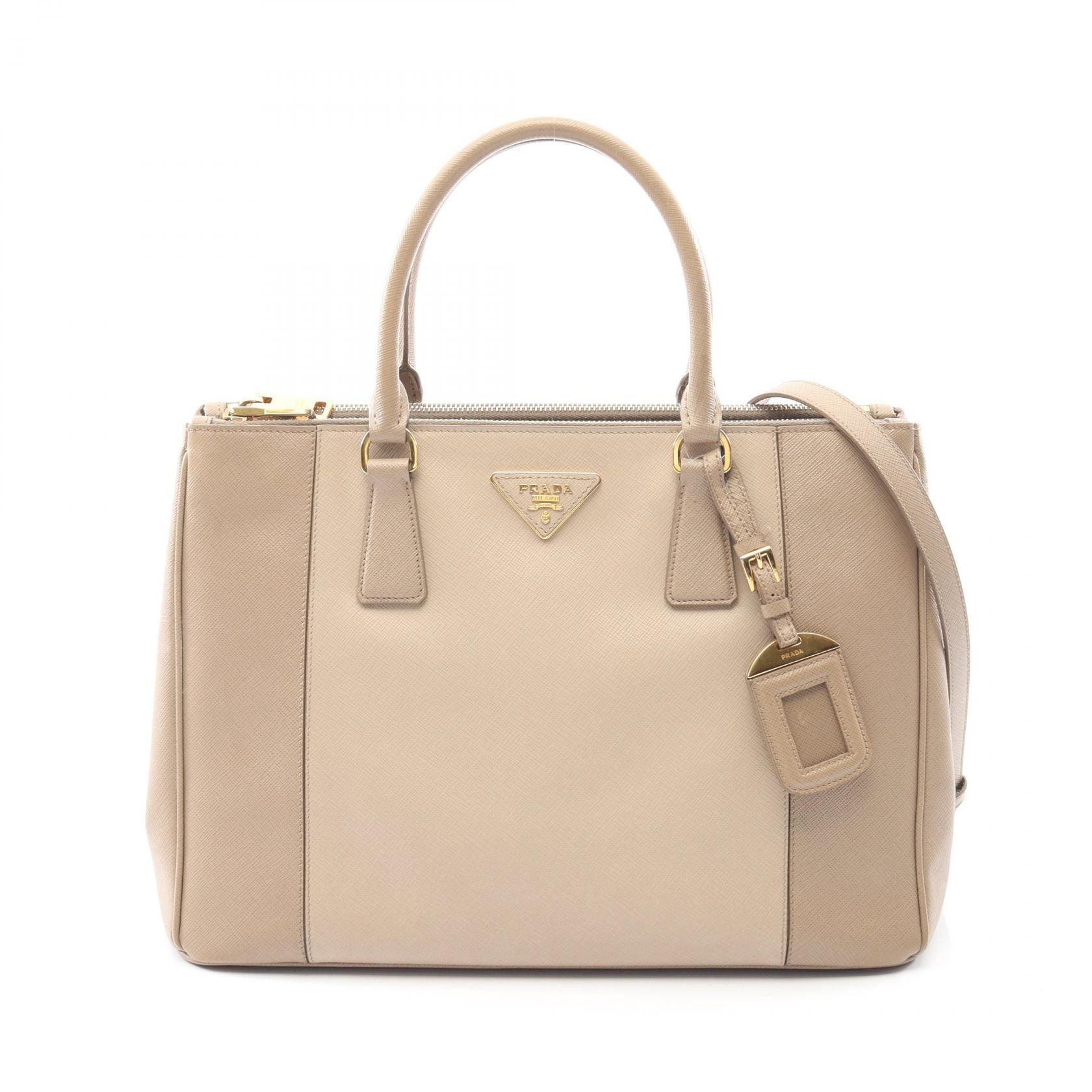 プラダ PRADA ガレリア ハンドバッグ バッグ サフィアーノレザー レディース ベージュ系 【中古】