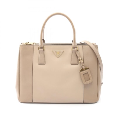 プラダ PRADA ガレリア ハンドバッグ バッグ サフィアーノレザー レディース ベージュ系 【中古】