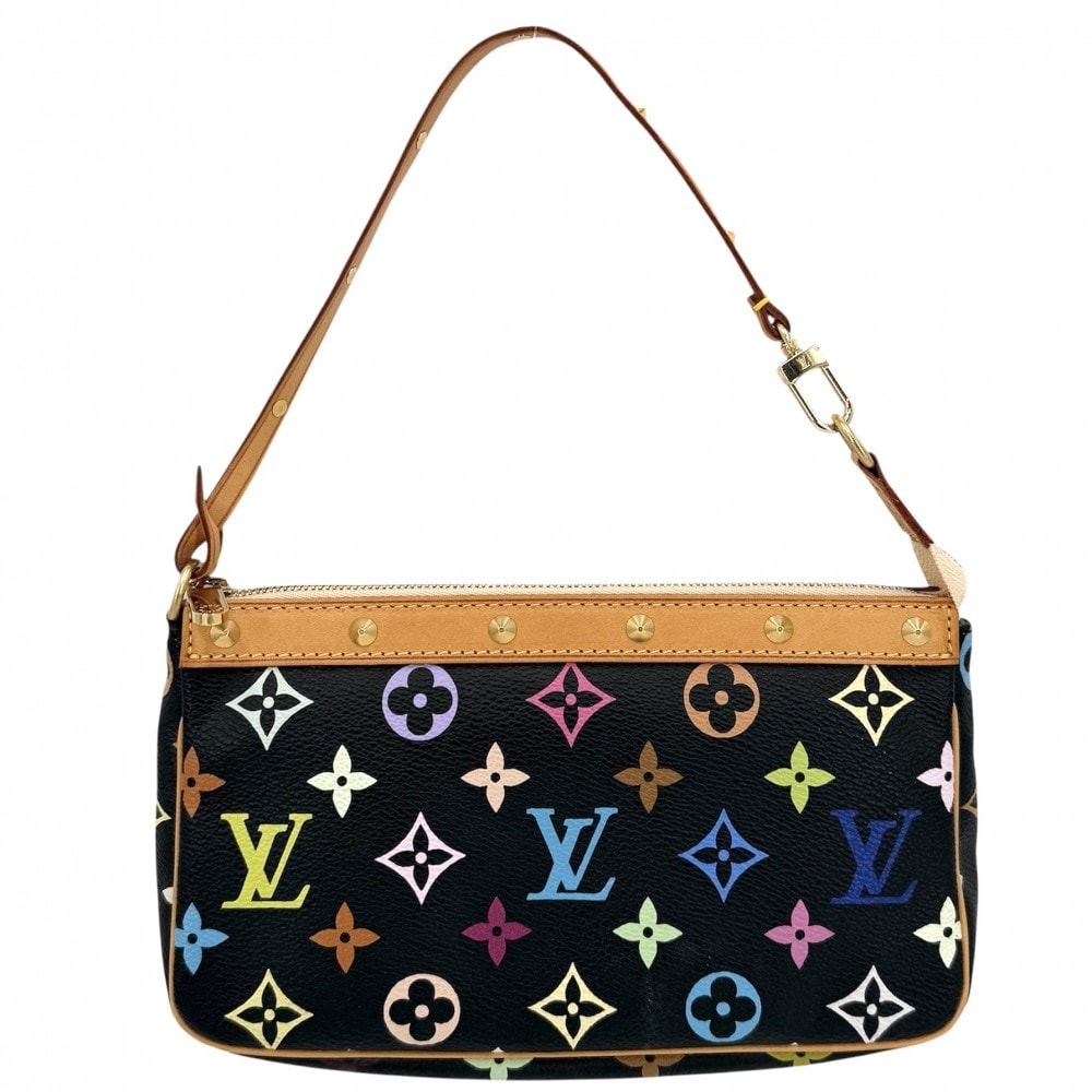 LOUIS VUITTON ルイヴィトン ハンドバッグ ポシェットアクセソワール アクセサリーポーチ ブラック 黒 M92648 モノグラムマルチカラー ノワール マルチカラー ゴールド金具 レディース【中古品】
