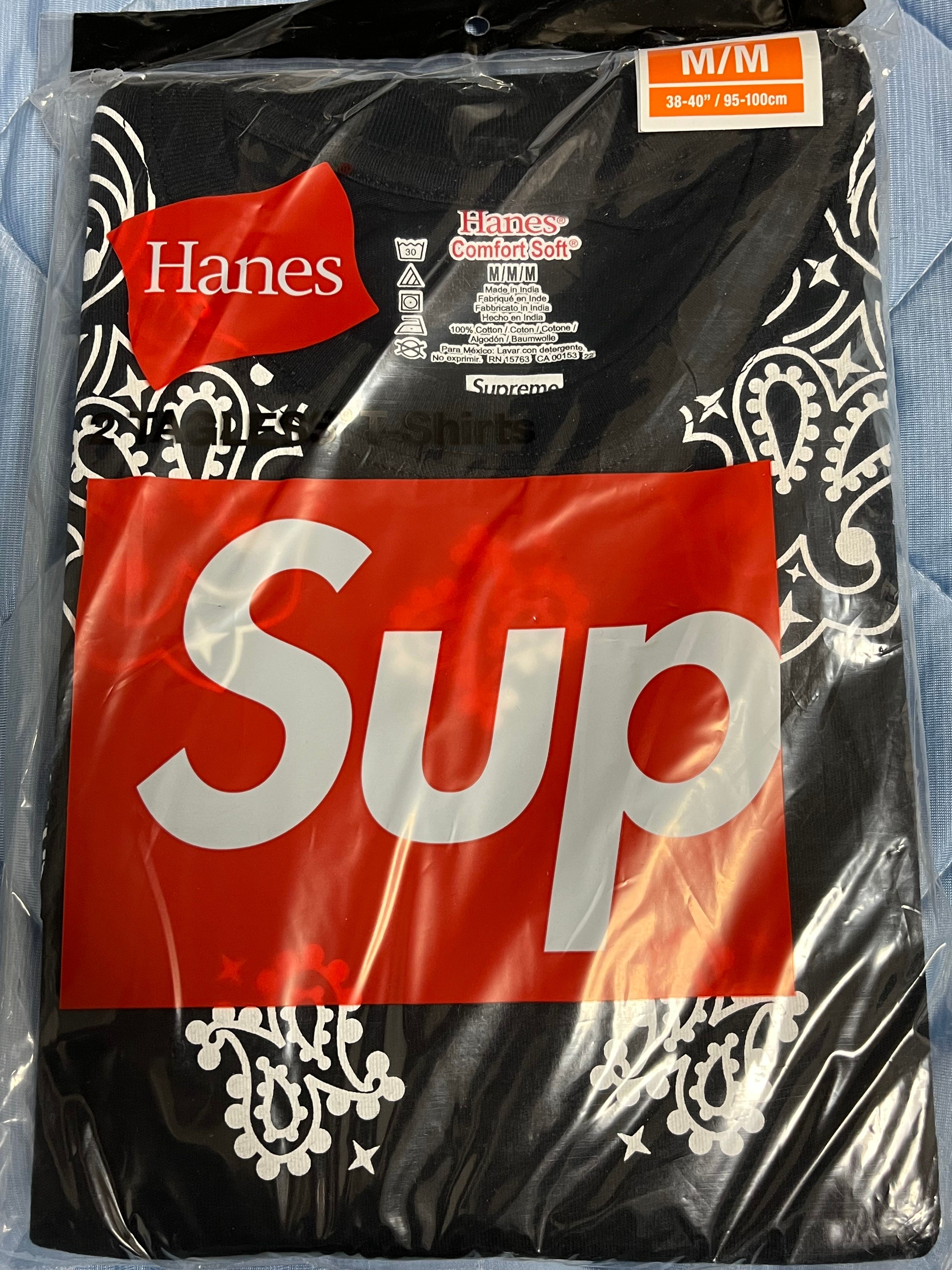 Supreme x Hanes Bandana Tagless Tees (2 Pack) "Black"