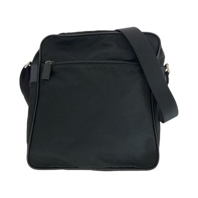 美品 PRADA プラダ テスート 三角ロゴプレート ブラック 黒 シルバー金具 ナイロン レザー/ ショルダーバッグ ポシェット 男女兼用 503494 【中古】