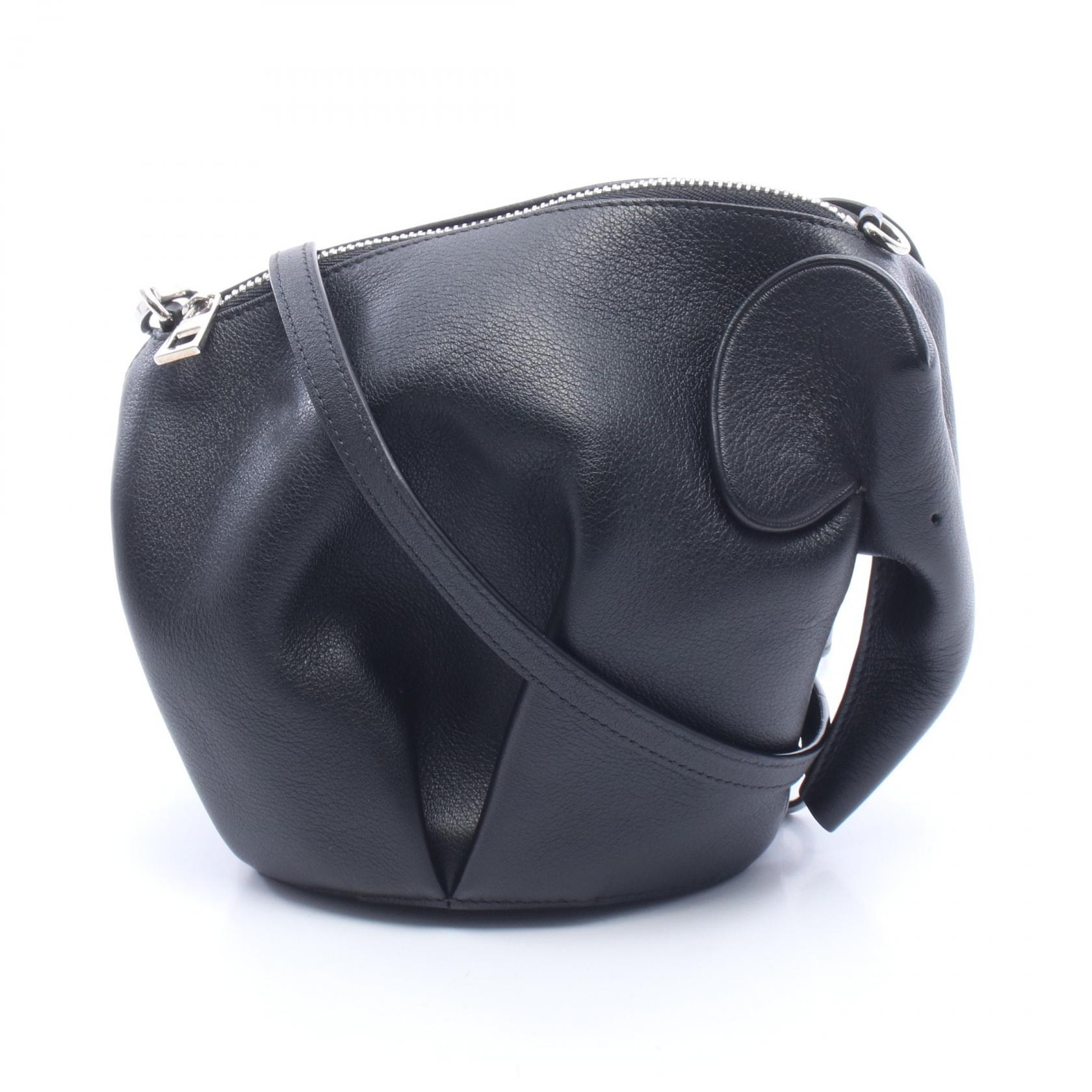 ロエベ LOEWE エレファント ミニバッグ ショルダーバッグ バッグ レザー レディース ブラック系 199.30 【中古】