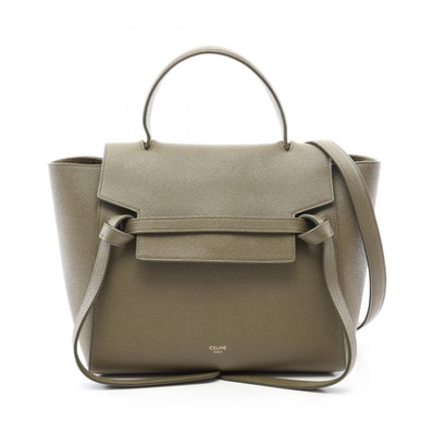 セリーヌ CELINE BELT BAG MICRO ベルトバッグ マイクロ 2WAY ハンドバッグ バッグ レザー レディース カーキ系 【中古】