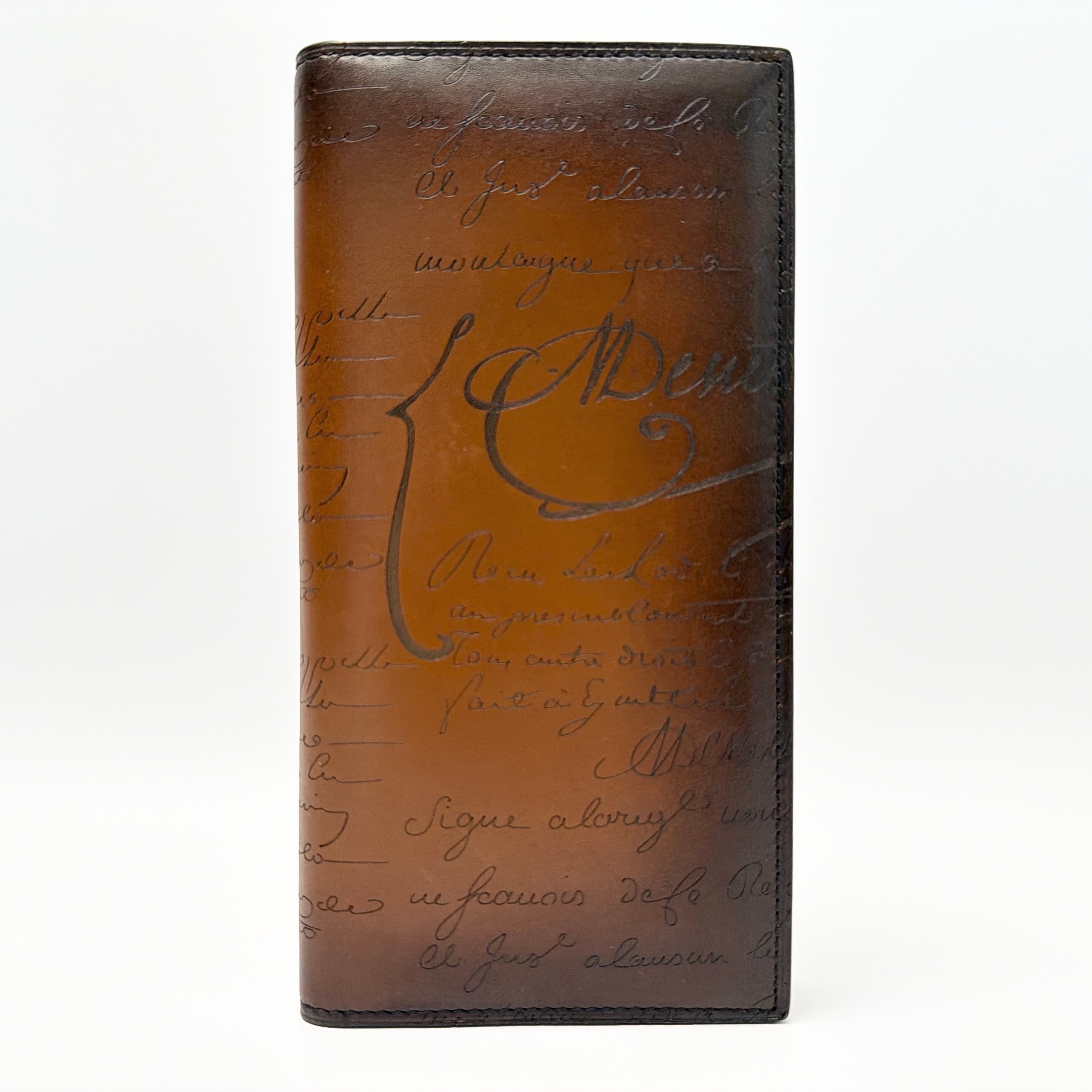 Berluti ベルルッティ 長財布 サンタル スクリットレザー ジップロングウォレット ブラウン メンズ 2つ折り財布