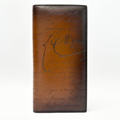 Berluti ベルルッティ 長財布 サンタル スクリットレザー ジップロングウォレット ブラウン メンズ 2つ折り財布