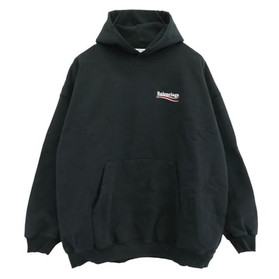 BALENCIAGA バレンシアガ パーカー 620947 TKVI9 Embroidered Political Campaign Large Fit Hoodie ダメージ加工 キャンペーン ロゴ プルオーバー フーディー パーカー 【極上美品】【中古】