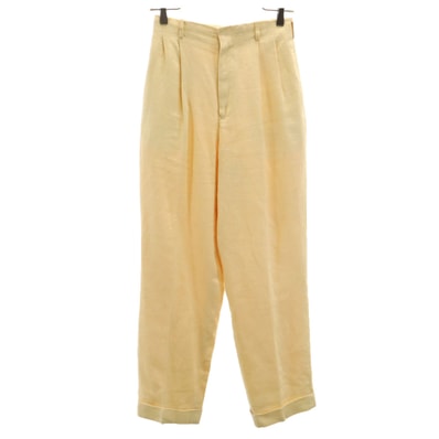 RALPH LAUREN POLO GOLF ラルフローレンポロゴルフ 90s オールド ツータック リネンパンツ 7 イエロー
