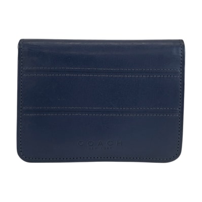 美品 COACH コーチ ヴィンテージ オールドコーチ ネイビ レザー 折り財布 コンパクトウォレット 603639 【中古】