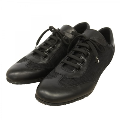 【6ape032】フェンディ スニーカー 37.5 レザー ナイロンキャンバス ブラック【中古】レディース