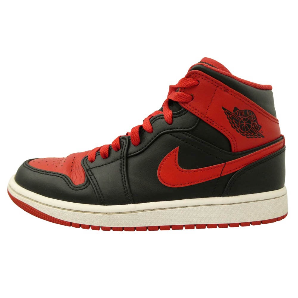 NIKE ナイキ DQ8426-060 Air Jordan 1 Mid Bred Toe エアジョーダン1 ミッド ブレッドトゥ スニーカー ブラック系 レッド系 25cm【中古】