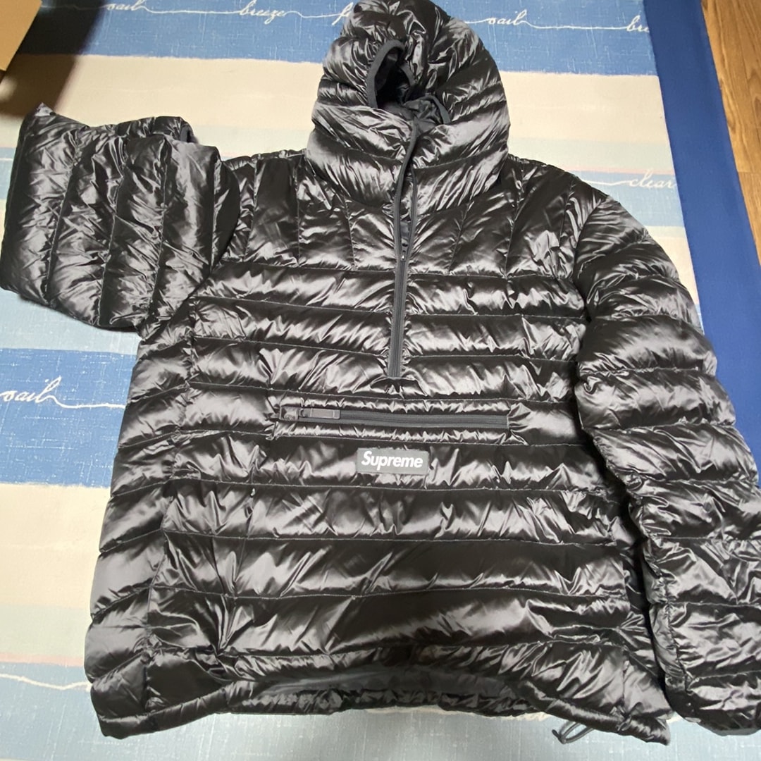 Supreme Micro Down Half Zip Hooded Pullover "Silver"