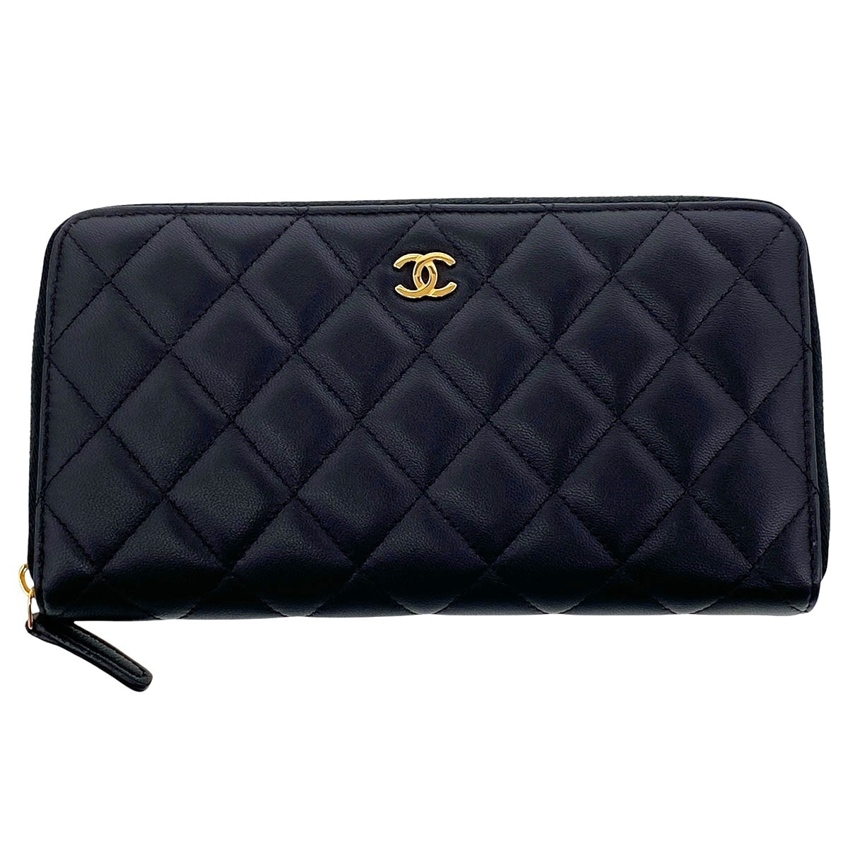 CHANEL シャネル クラシック ロングジップウォレット ラムスキン 長財布 AP0242 ブラック  レディース【中古】