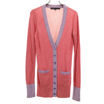 MARC BY MARC JACOBS マークバイマークジェイコブス シルクブレンド 長袖 Vネック ニットカーディガン XS レッド系