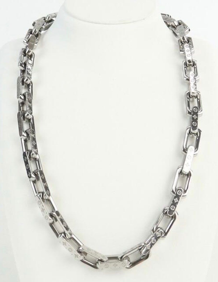 Louis Vuitton Monogram Chain Necklace "Silver"