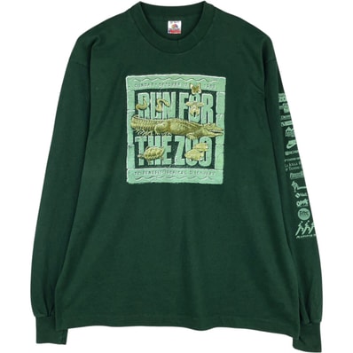 古着 90年代 フルーツオブザルーム FRUIT OF THE LOOM RUN FOR THE ZOO ロングTシャツ ロンT USA製 メンズXL相当 ヴィンテージ/eaa630655