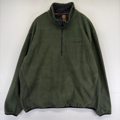 古着 ティンバーランド Timberland フリースジャケット ハーフジップ プルオーバー トレーナー ワンポイントロゴ 2XL グリーン系 メンズ