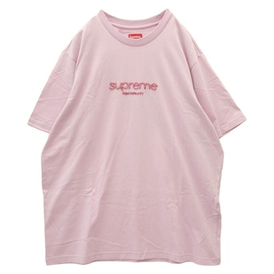 Supreme シュプリーム 22SS Beaded Logo S/S Top ビーデッド ロゴ ショートスリーブ Tシャツ 半袖カットソー Tee ピンク系 L【中古】