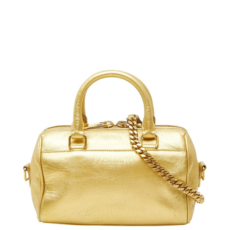 サンローラン ベイビーダッフル ハンドバッグ ショルダーバッグ 2WAY ゴールド レザー レディース SAINT LAURENT 【中古】