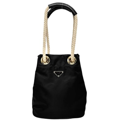 PRADA プラダ ハンドバッグ マリナースモール バケットバッグ Re-Nylon 肩掛け メンズ レディース 1BE082 ナイロン ブラック 黒 シルバー金具 レディース【中古品】