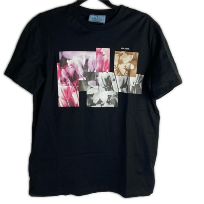 PRADA プラダ プリント 花柄Tシャツ 半袖シャツ SIZE XS 35838 S161 1XGP ブラック