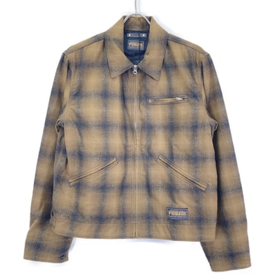 マインデニム ×PENDLETON MND-PDL801-67 ベージュ ウールフランネル レオパードライニング W.Plaid Zipup Work JKT 2