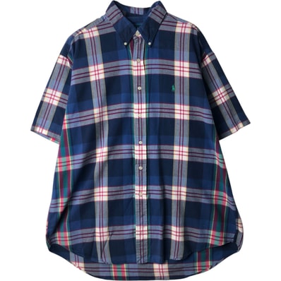 古着 00年代 ラルフローレン Ralph Lauren BLAKE 半袖 ボタンダウン チェックシャツ メンズXL相当/eaa643927