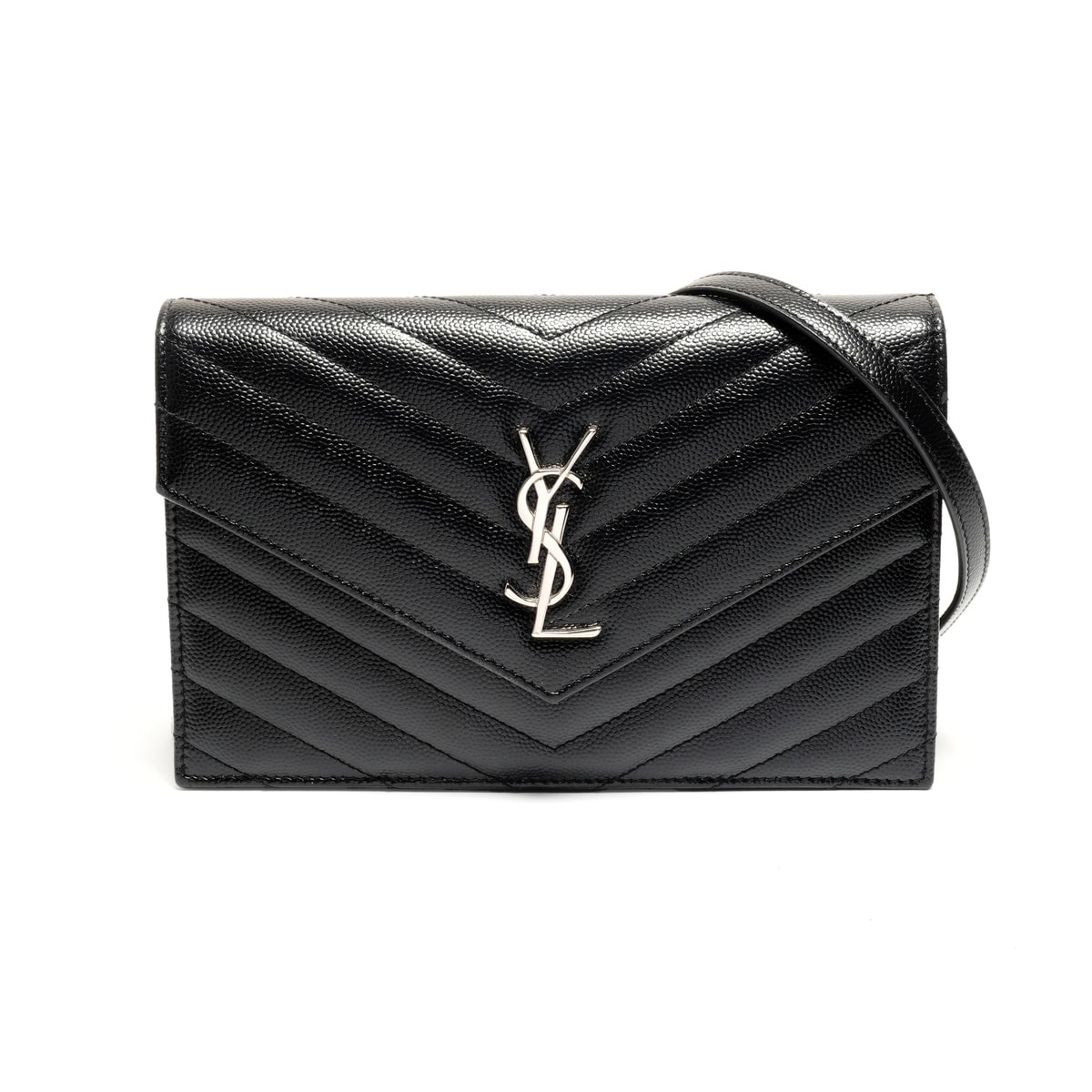 イヴ・サンローラン YSL チェーン ウォレット モノグラム エンベロープ ショルダーバッグ【中古】