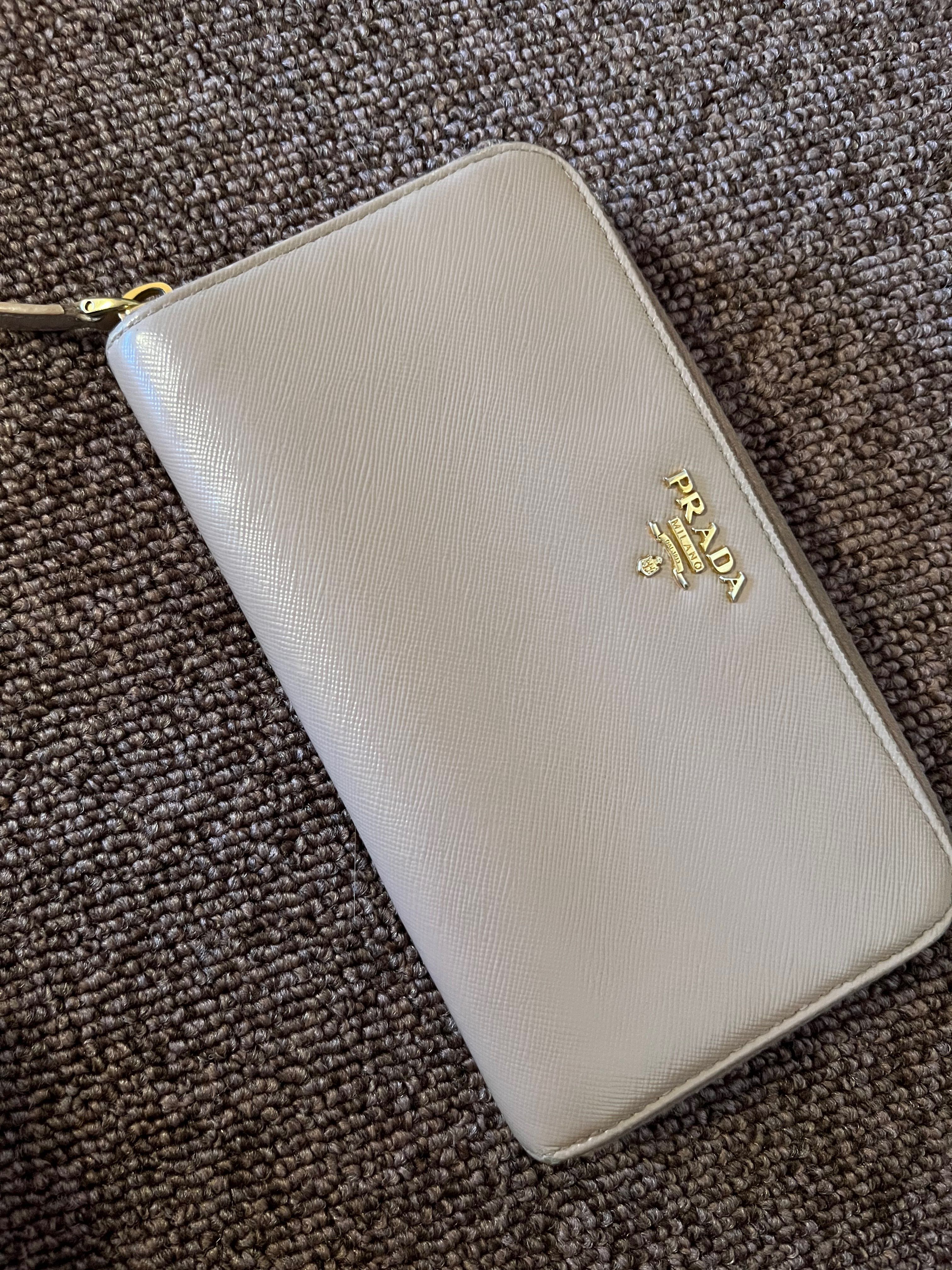 PRADA Saffiano Leather Round Long Wallet "Beige"