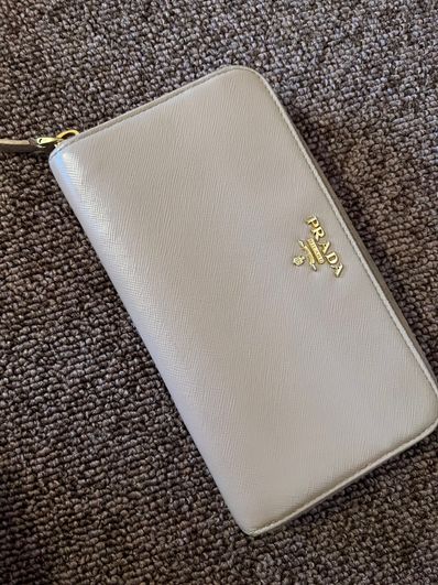 PRADA Saffiano Leather Round Long Wallet "Beige"