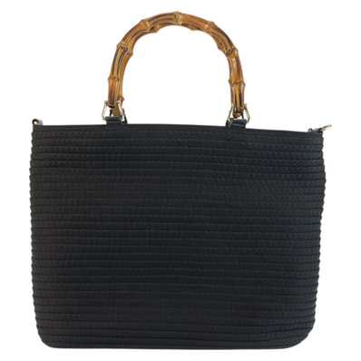 美品 GUCCI グッチ バンブー ブラック 黒 シルバー金具 ナイロン ハンドバッグ トートバッグ 602812 【中古】