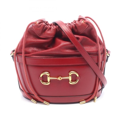 グッチ GUCCI ホースビット バケットバッグ ショルダーバッグ バッグ レザー レディース レッド系 602118 【中古】