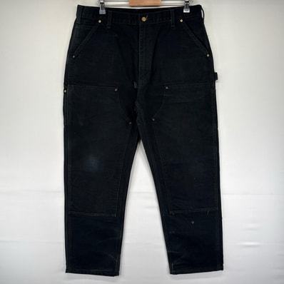 古着 カーハート Carhartt ダック パンツ ダブルニー ペインター ジッパーフライ ハンマーループ ワーク W38 L32 ブラック系 メンズ