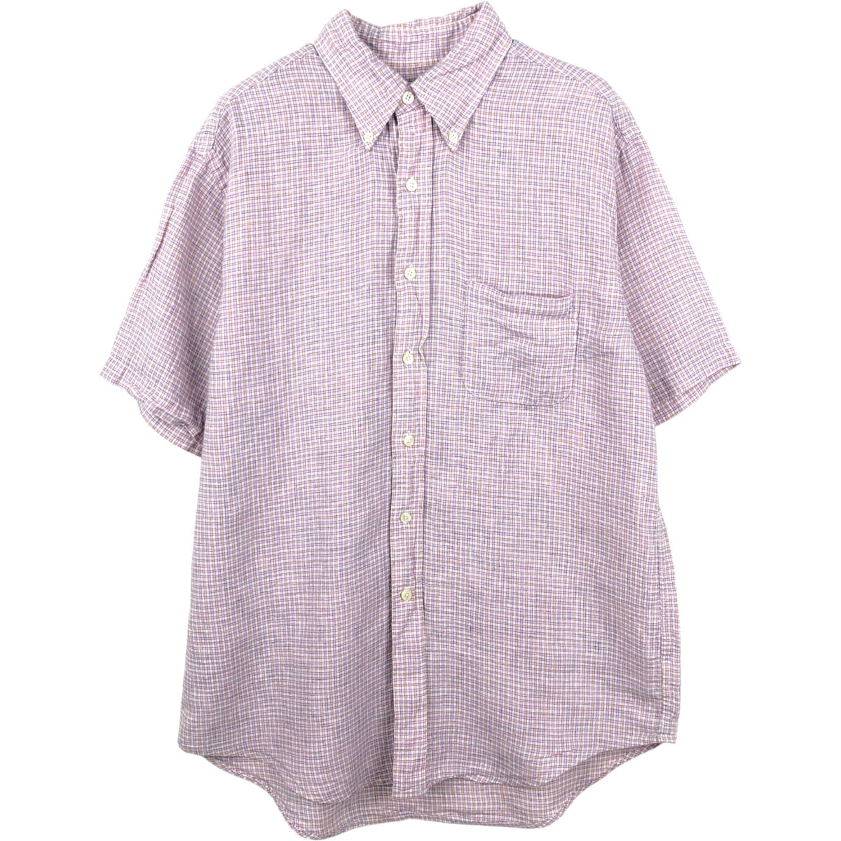 古着 ブルックスブラザーズ Brooks Brothers 346 チェック柄 半袖 リネンシャツ メンズM相当/eaa665140