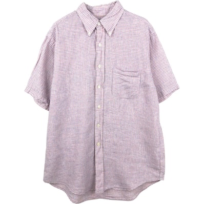 古着 ブルックスブラザーズ Brooks Brothers 346 チェック柄 半袖 リネンシャツ メンズM相当/eaa665140