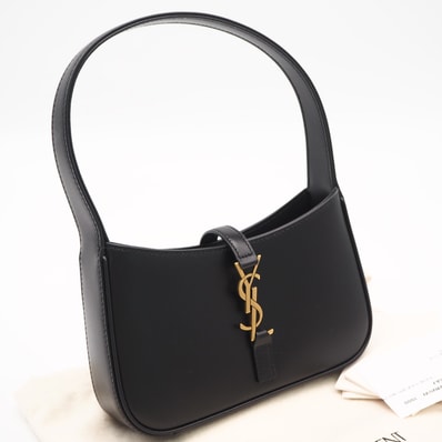 極美品 SAINT LAURENT サンローラン カーフスキンレザー LE 5 A 7 ミニ 710318 ハンドバッグ ブラック カーフレザー レディース