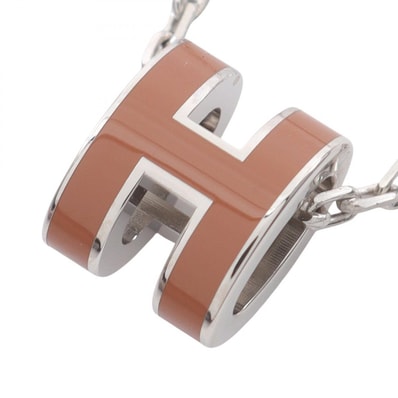 エルメス HERMES MINI POP H ミニポップアッシュ ネックレス ジュエリー ステンレススチール レディース シルバー系 / ブラウン系 【中古】